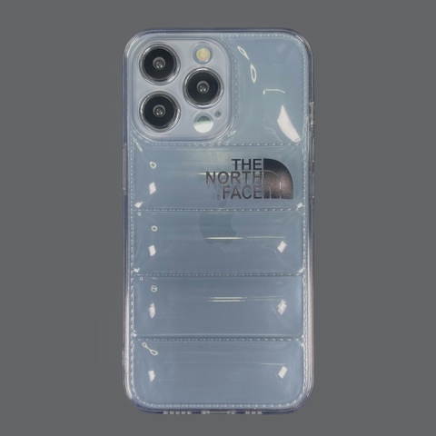 Black — The North Face Puffy Puffer Down Jacket Transparent Clear 14, 13, 12 iPhone Case