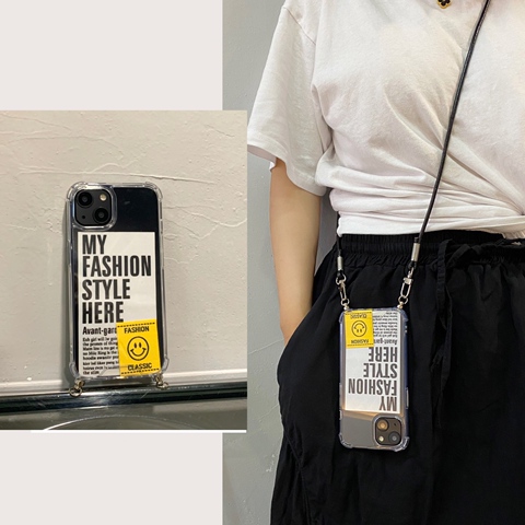 Stylish Crossbody Lanyard Strap Girls My Fashion Style Is Here Silicone TPU 13, 13 Mini, 13 Pro, 13 Pro Max iPhone Case