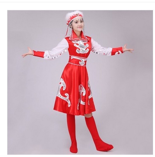 蒙古舞蹈服裝演出服少數民族鴻雁蒙古袍廣場筷子舞成人女蒙族服飾