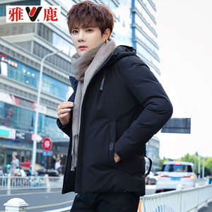 yaloo/雅鹿冬季新款韩版潮流连帽面包棉衣服工装学生短款男装帅气