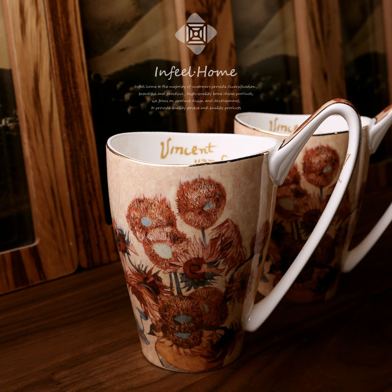 van gogh vintage water cup couple mug large capacity creative coffee cup female hand painted european style art gift huaizi