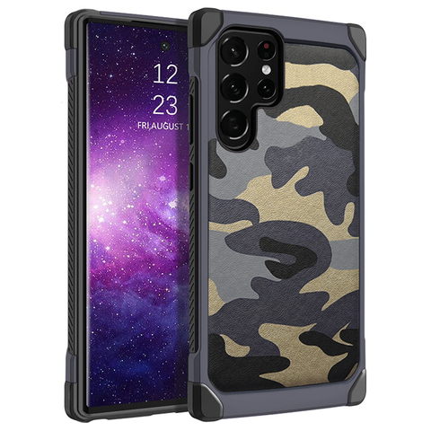 Blue — NXCASE New Tough Shockproof Carbon Fiber, Camouflage Pattern S23, S23 Plus, S23 Ultra, S22, S22 Plus, S22 Ultra, S21