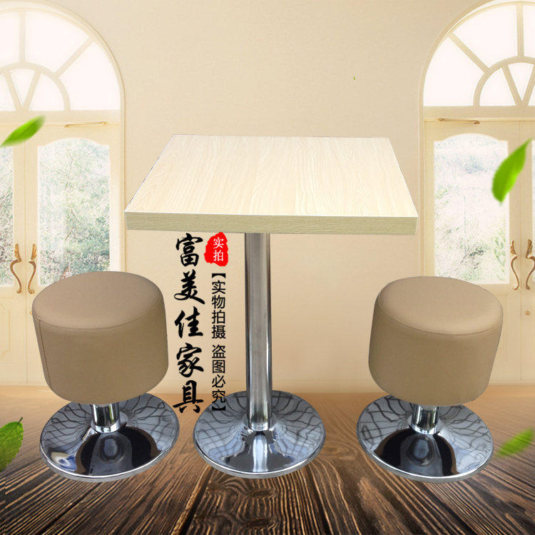 เก้าอี้สแน็คบาร์ 肯德基餐桌椅吧台凳小吃店快餐桌椅小圆凳不锈钢软包凳吧凳桌椅  