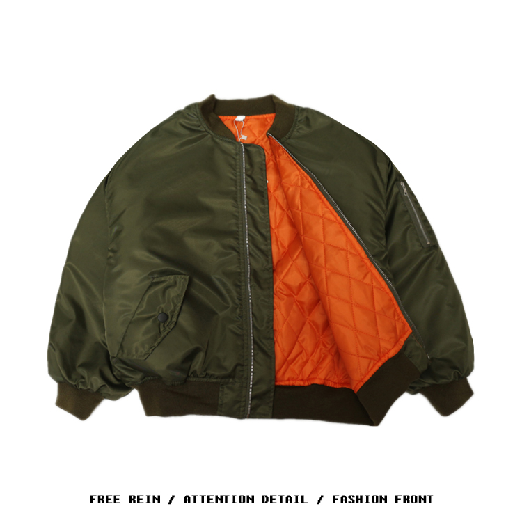 韓版鼕裝新款加棉加厚棒球服女軍綠色飛行員夾克原宿BF風短外套潮