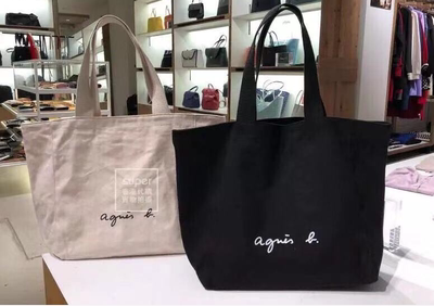 agnes b18年新款帆布包潮款 休闲百搭 女士帆布包袋 简约风