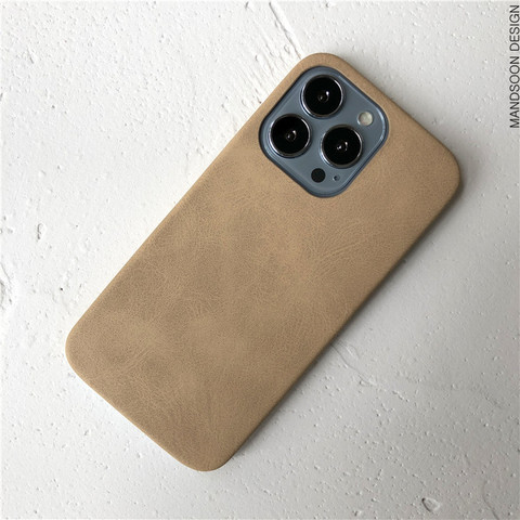 Light — Synthetic Leather Retro Vintage 78 15, 14, 13, 12, 11 iPhone Case