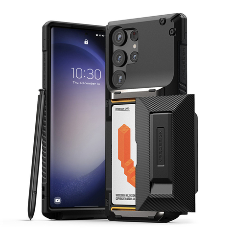 Black — VRS Damda Glide Tough Shockproof Card Holder High End Premium S23 Plus, S23 Ultra Samsung Phone Case