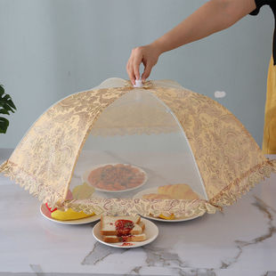 盖菜罩家用折叠餐桌罩子防苍蝇遮剩菜食物套厨房饭菜可拆洗防尘伞
