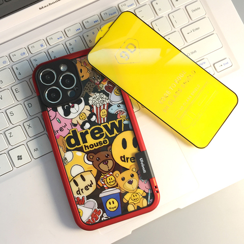 Red — Drew Hone Nice Silicone Frame Back Decal Sticker Removable Kickstand Bracket 13, 13 Mini, 13 Pro, 13 Pro Max iPhone