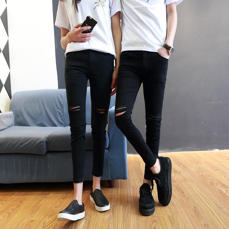 printemps stretch skinny trou de neuf points de pantalon hommes slim fit couple de jeans version coréenne de l'9 points crayon pantalons masculins de la marée printemps stretch skinny trou de neuf points de pantalon hommes slim fit couple de jeans version coréenne de l'9 points crayon pantalons masculins de la marée