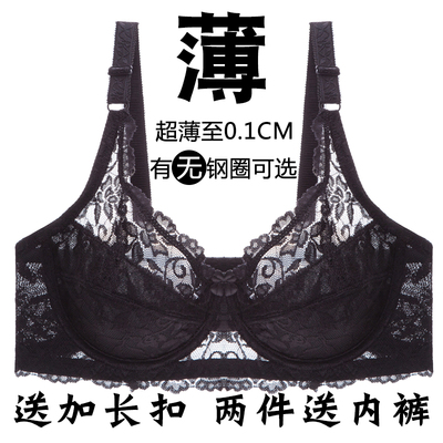 蕾丝文胸超薄款性感无海绵内衣女聚拢乳罩无钢圈大胸显小大码胸罩-淘宝网
