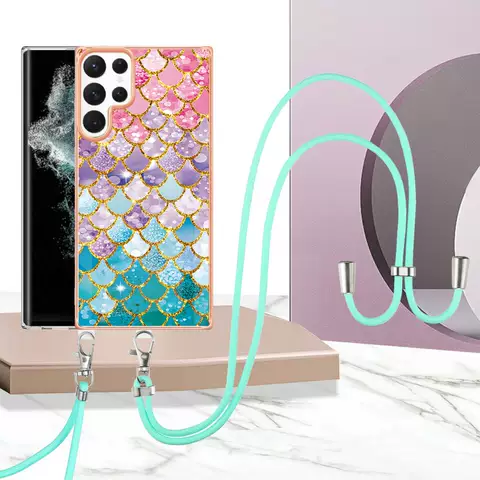 Girls Phone Cases Covers Mermaid Electroplated Bling With Lanyard Strap Galaxy S23, Galaxy S23 Plus, Galaxy S23 Ultra, Galaxy S22, Galaxy S22 Plus, Galaxy S22 Ultra, Galaxy S21, Galaxy S21 Plus, Galaxy S21 Ultra,