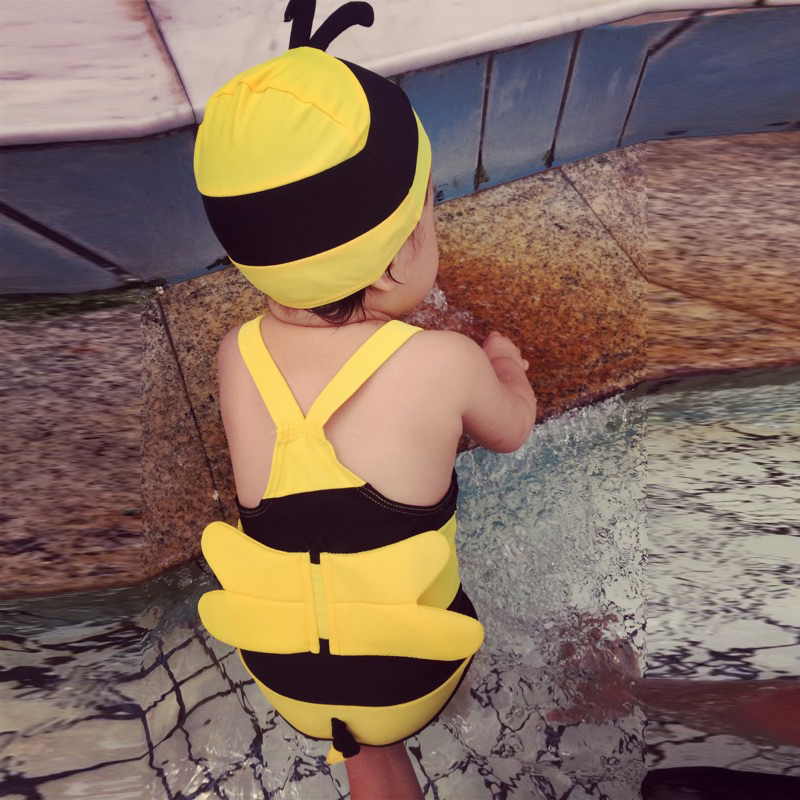 兒童泳衣韓國新品女童男童連體可愛小蜜蜂度假遊泳衣寶寶嬰兒泳衣