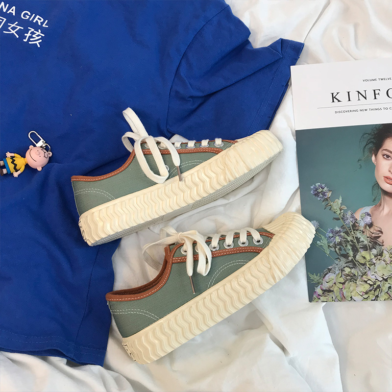 wang xiaoming chaussures de toile des élèves de sexe féminin 2019 été mince section version coréenne de l'harajuku ulzzang réseau rouge craquelins vert olive wang xiaoming chaussures de toile des élèves de sexe féminin 2019 été mince section version coréenne de l'harajuku ulzzang réseau rouge craquelins vert olive