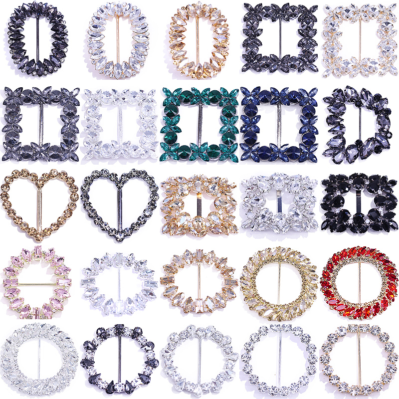 High-Grade Rhinestone Clothes Corner Knot Buckle Belt Decorative Diamond Buckle Retaining Ring Silk Scarf Decorative Buckle Glass Rhinestone Ornament Buckle