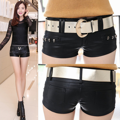 超短裤女2020秋季新款铆钉包臀PU皮裤低腰紧身皮短裤性感打底靴裤-淘宝网 超短裤女2020秋季新款铆钉包臀PU皮裤低腰紧身皮短裤性感打底靴裤-淘宝网