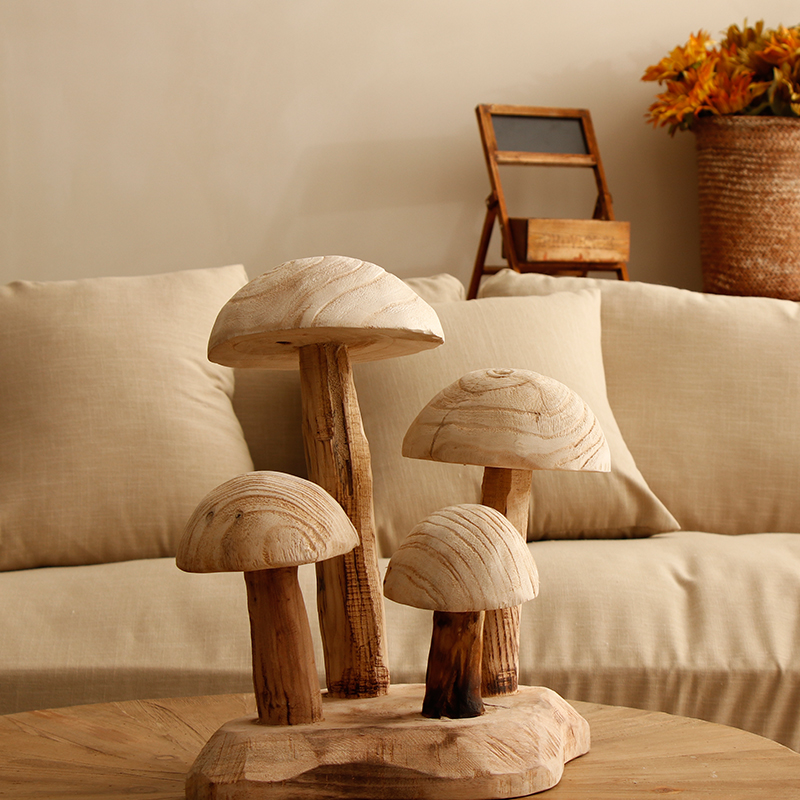 handmade wooden mushroom floor decoration garden landscape retro bed & breakfast model room nostalgic artwork