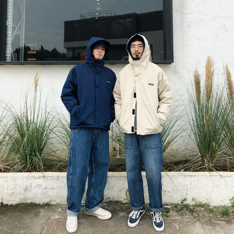Equality tooling padded jacket men's hooded fashion brand loose short padded jacket men's padded jacket winter thickening