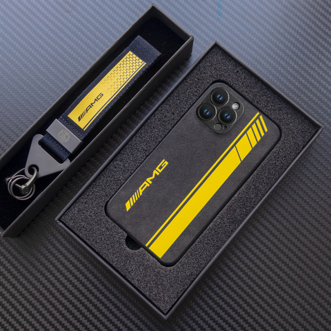 ALCANTARA Suede Microfiber Nice AMG Motorsport High End Premium 14 Pro, 14 Plus, 14 Pro Max iPhone Case