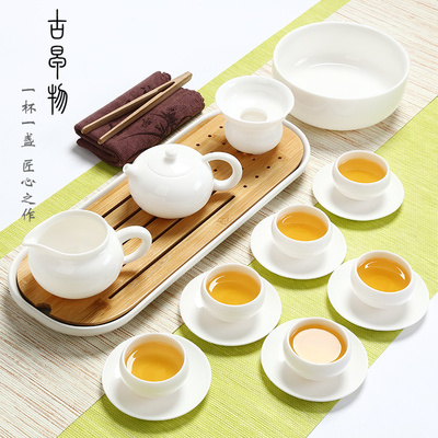 标题优化:白瓷功夫茶具套装德化玉瓷整套手工泡茶盖碗茶壶茶杯陶瓷旅行家用