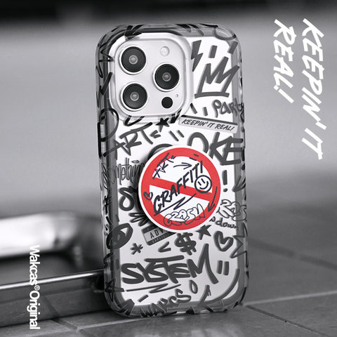 New No Graffiti With Telescopic Grip Stand Holder 15, 14, 13, 12, 11 iPhone Case