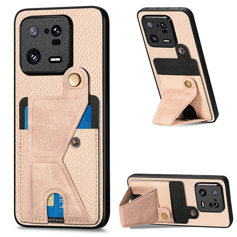 Pink — Carbon Fiber Pattern Card Holder Kickstand Function Note 12, Note 12 Pro, Note 12Pro+, 13, 13 Pro, 13 Ultra, 12T, 12T