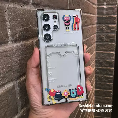 Cute Phone Cases Covers Cartoon Monster Card Holder Transparent Clear Silicone TPU Galaxy S23, Galaxy S23 Plus, Galaxy S23 Ultra, Galaxy S22, Galaxy S22 Plus, Galaxy S22 Ultra, Galaxy S21, Galaxy S21 Plus, Galaxy S21 Ultra, Galaxy A13 5G, A23 5G, A33 5G, A53 5G, A73 5G,