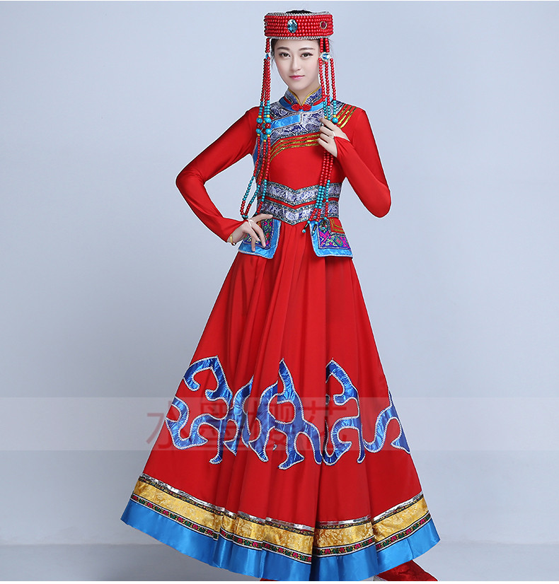 蒙古族服裝蒙古袍女藏族蒙古大擺裙演出服裝少數民族服飾成人