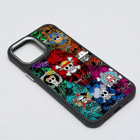 One Piece Monkey D. Luffy Character Collage Silicone Phone Case for iPhone 17, 16, 15, 14, 13 and 12