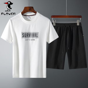 plover短袖男t恤套装2019新款韩版潮流短袖衣服帅气搭配潮牌夏装
