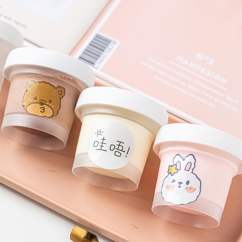 Ice Cream Cup Disposable Pudding Cup Plastic Cup with Lid Custard Packing Box Ice Cream Box