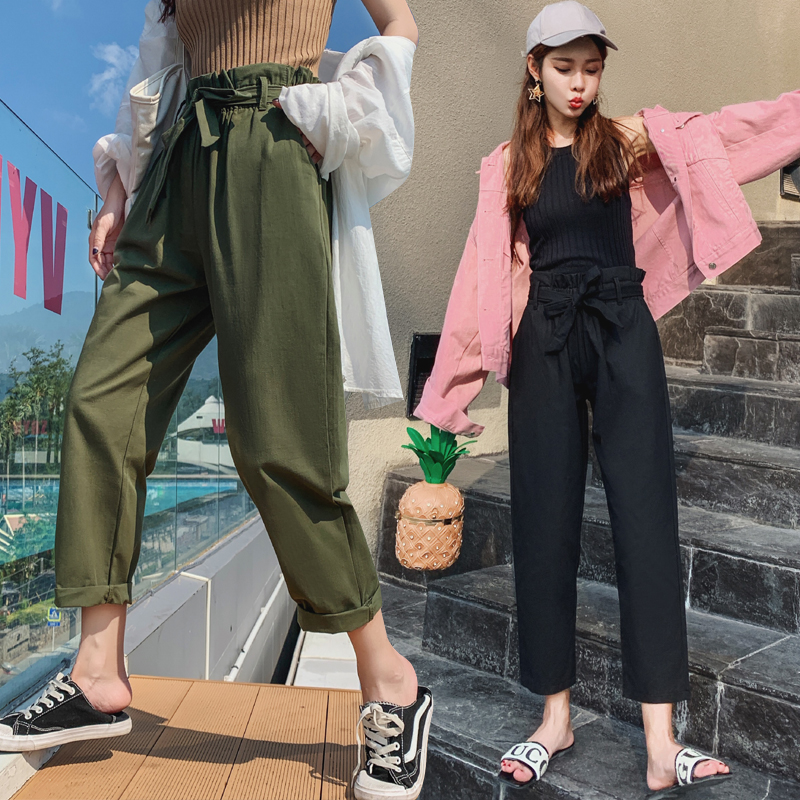 111# real shot version coréenne de la chic vent droites pantalon cargo femme sauvage de la mode bracelet taille haute de neuf points de pantalon femme 111# real shot version coréenne de la chic vent droites pantalon cargo femme sauvage de la mode bracelet taille haute de neuf points de pantalon femme