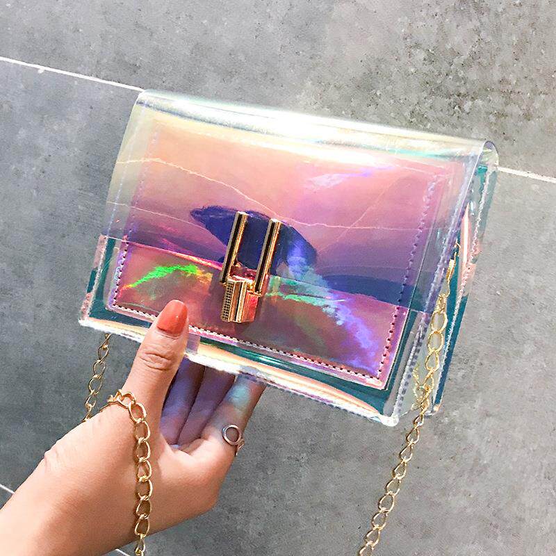 กระเป๋า 新款斜挎包ins超火链条包潮流包包小方包镭射小女2020潮款女包包  