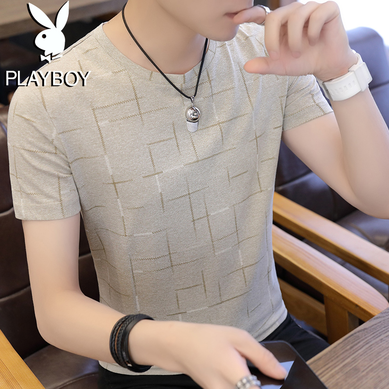 playboy hommes à manches courtes t-shirt des hommes de l'été hommes de la tendance de la robe d'été de la glace de soie de la marque tide hommes t-shirt de robe de 丅 playboy hommes à manches courtes t-shirt des hommes de l'été hommes de la tendance de la robe d'été de la glace de soie de la marque tide hommes t-shirt de robe de 丅