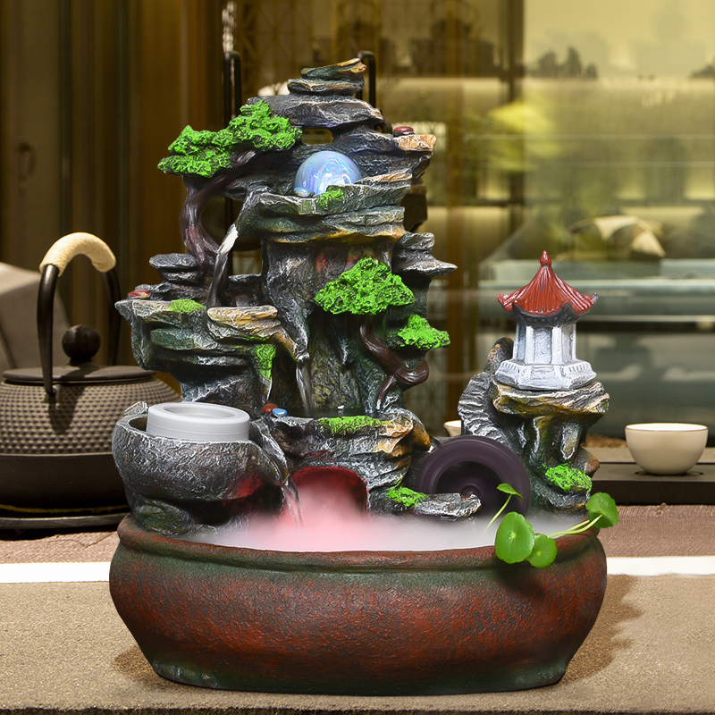 Rockery Water Fountain Fish Tank Humidifier Home Indoor Bonsai Creative Opening Gift Decoration