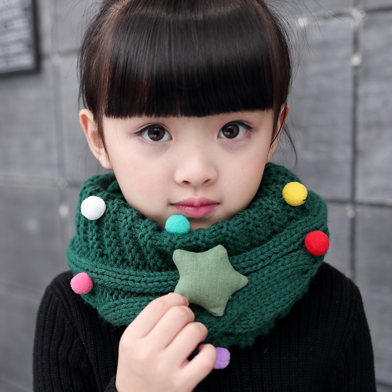 韓版秋鼕可愛兒童圍巾寶寶鼕季保暖毛線脖套韓國男童女童針織圍脖