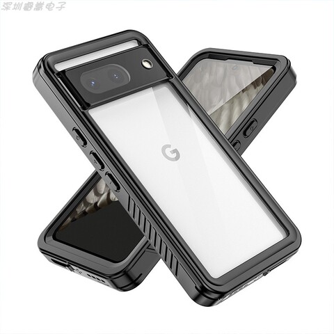 Black — Waterproof Double Glazed Tempered Glass Tough Shockproof 8, 8 Pro Google Pixel Phone Case