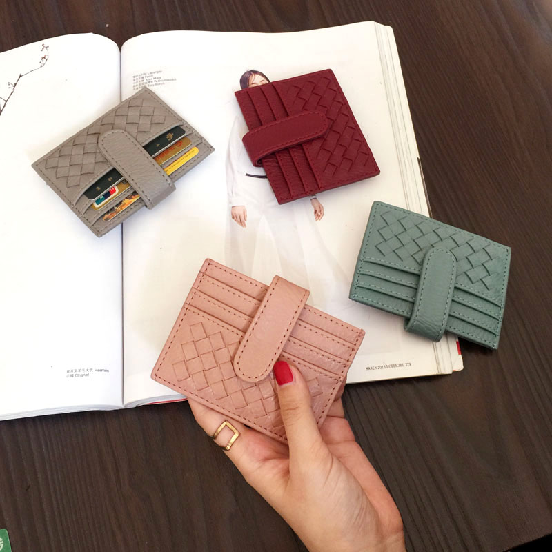 2016新款簡約超薄編織小卡包女式韓國可愛卡夾信用卡套迷你卡片包