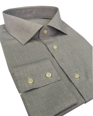 【James Tailor】衬衫定制 男浅灰色全棉免烫长袖衬衣 量身
