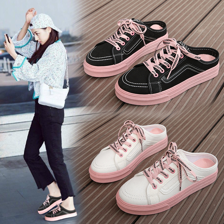 2019 été de nouveau pas avec occasionnel blanc chaussures de femmes chaussures de toile demi-faites glisser élégant cool version coréenne joker harajuku 2019 été de nouveau pas avec occasionnel blanc chaussures de femmes chaussures de toile demi-faites glisser élégant cool version coréenne joker harajuku