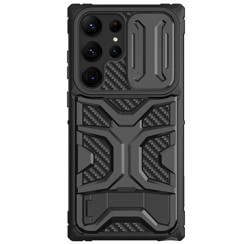 Black — Nillkin Adventurer Pro New Carbon Fiber Tough Shockproof Lens Protection S23, S23 Plus, S23 Ultra Samsung Phone Case