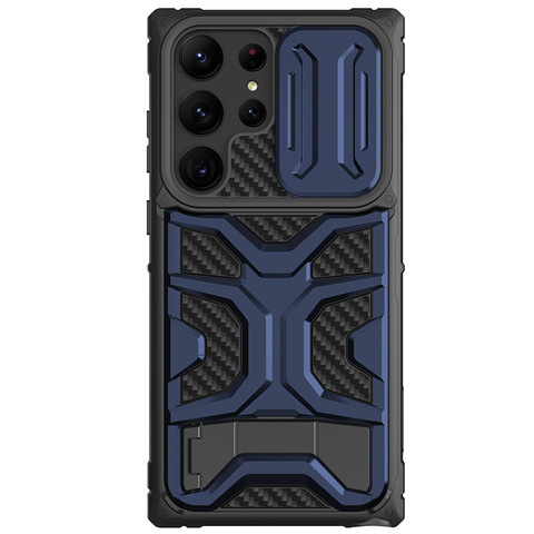 Blue — Nillkin Adventurer Pro New Carbon Fiber Tough Shockproof Lens Protection S23, S23 Plus, S23 Ultra Samsung Phone Case