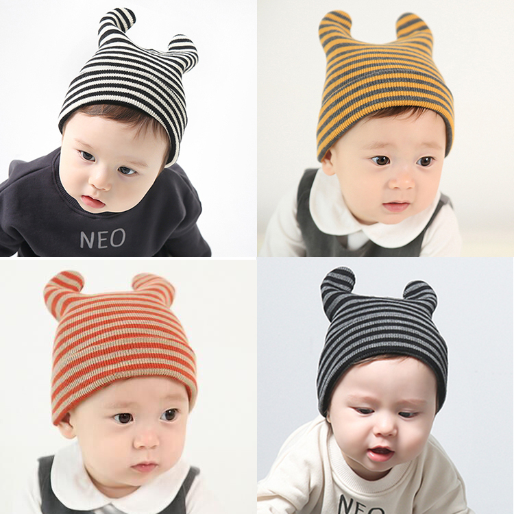 嬰兒帽子春秋0-3-6-12個月男童女寶寶帽子秋鼕季新生兒保暖毛線帽