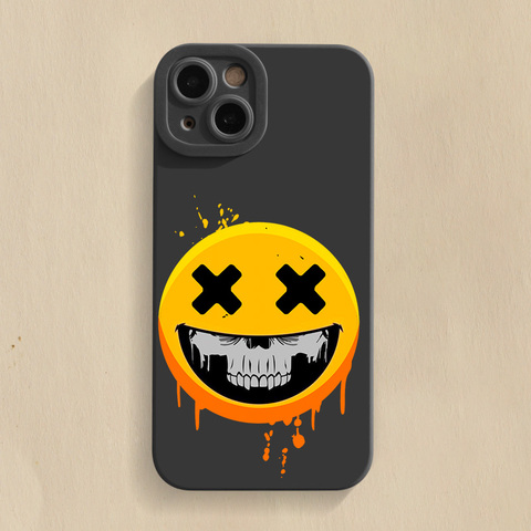 New Cross Eye Smiley Face Silicone TPU 15, 14, 13, 12 iPhone Case