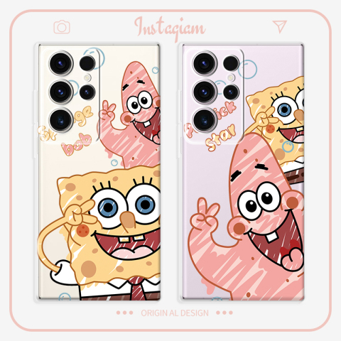 Cute Girls SpongeBob SquarePants Cartoon Silicone TPU S23, S23 Plus, S23 Ultra, S22, S22 Plus, S22 Ultra, S21, S21 Plus, S21