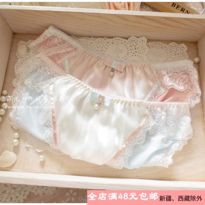 K298日系女士中低腰性感牛奶丝配蕾丝无痕内裤M/L/LL-淘宝网