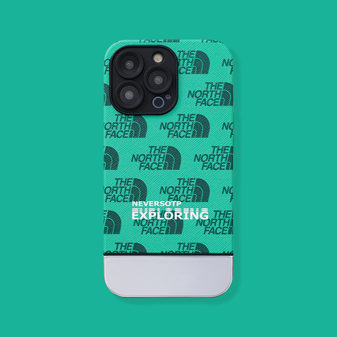 Green — The North Face New Synthetic Leather 14, 13, 12 iPhone Case