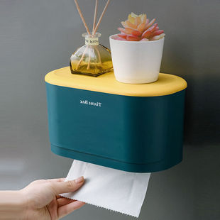 卫生间纸巾盒厕所卫生纸置物架厕纸盒免打孔防水卷纸筒创意抽纸盒