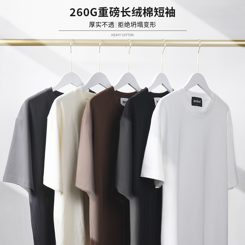 In the Future, Yu Sheng Sold Men's Clothing Three-Piece Heavy Solid Color Short-Sleeved T-shirt Crew Neck Inner Top off Bottoming Shirt