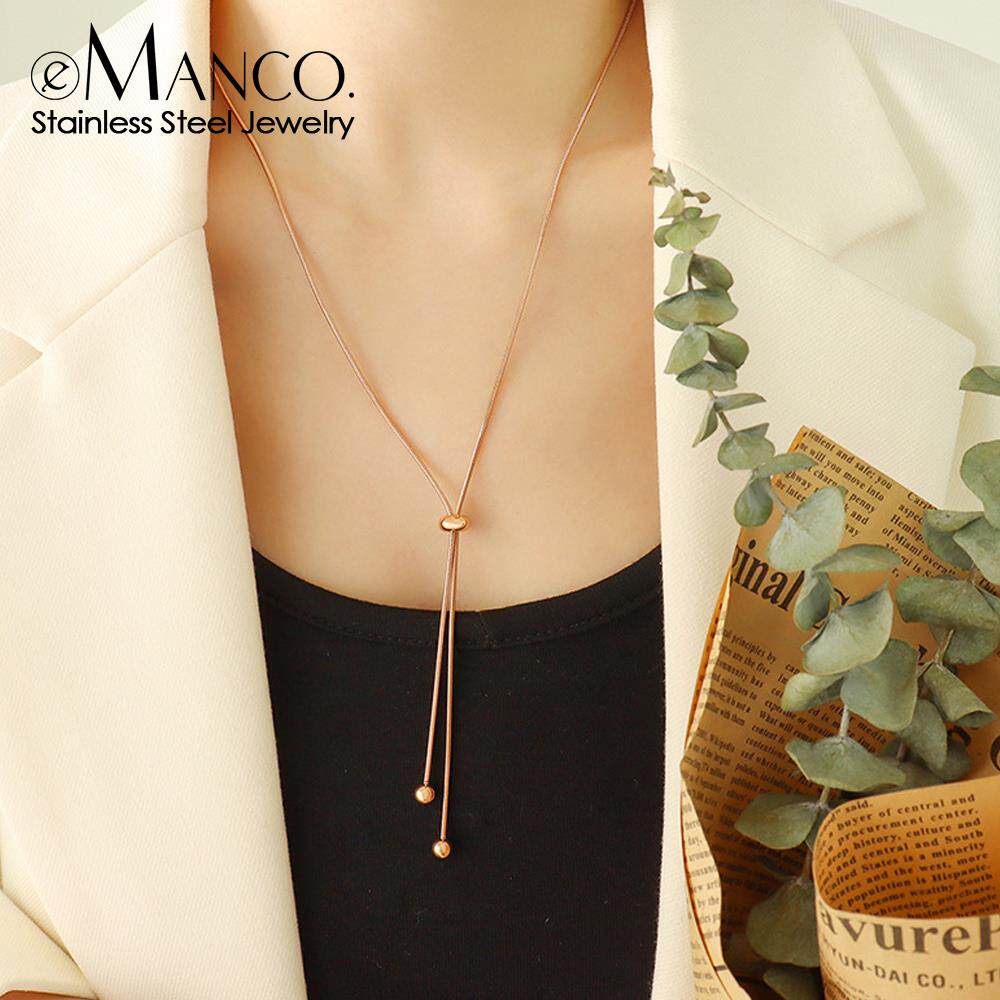 EManco accessories are versatile versatile with round snake chain and a minimalist design Long sweater chain_voghion.com